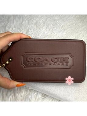 Coach XL Hangtag Bag Charm Brass/Dark Brown